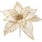 Set of 3: White & Gold Poinsettia Flower Pick with 10 Lifelike Silk Flowers